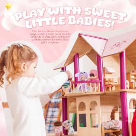 Hanaive 10 Pcs 4 Inch Mini Baby Dolls Lifelike Realistic Tiny Baby Dolls with Animal Clothes Cute Infant Figurine Gifts Set for Toddlers Girls Kids 3+ Graduation Birthday Easter(Cozy Style)