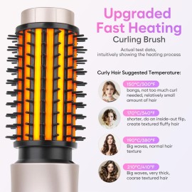 Cordless Curling Iron Brush, 3-in-1 Portable Curling Iron, 2024 New Hair Straightener Comb, 7000Mah USB Rechargeable Travel Hair Curler for Women, Pink