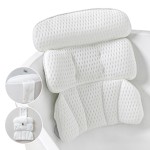 Bath Pillow Bathtub Pillow for Tub Luxury Bath Tub Pillows for Tub Neck and Back Support with 4D Air Mesh Fabric and 8 Strong Powerfull Non-Slip Suction Cups Relaxing Bath Accessories Spa Gifts, White
