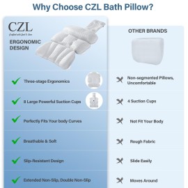 Bath Pillow Bathtub Pillow for Tub Luxury Bath Tub Pillows for Tub Neck and Back Support with 4D Air Mesh Fabric and 8 Strong Powerfull Non-Slip Suction Cups Relaxing Bath Accessories Spa Gifts, White Bath Pillow Bathtub Pillow for Tub Luxury Bath Tub Pillows for Tub Neck and Back Support with 4D Air Mesh Fabric and 8 Strong Powerfull Non-Slip Suction Cups Relaxing Bath Accessories Spa Gifts, White