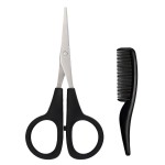 2 Pack Men\'s Beard & Mustache Scissors & Mini Comb Trimming Kit Black 4 inch