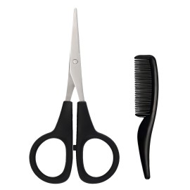 2 Pack Men\'s Beard & Mustache Scissors & Mini Comb Trimming Kit Black 4 inch 2 Pack Men\'s Beard & Mustache Scissors & Mini Comb Trimming Kit Black 4 inch