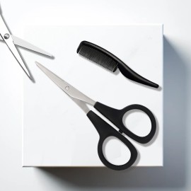 2 Pack Men\'s Beard & Mustache Scissors & Mini Comb Trimming Kit Black 4 inch