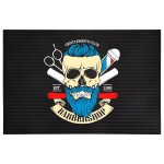 BarberTop 11.81x17.72 Anti-Slip Flexible Rubber Barber Mat for Stations, Scissors, Salon Tools, Countertop Protection, Sink Mat, Beauty Salon Station Pad (Black+Blue)