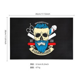 BarberTop 11.81x17.72 Anti-Slip Flexible Rubber Barber Mat for Stations, Scissors, Salon Tools, Countertop Protection, Sink Mat, Beauty Salon Station Pad (Black+Blue)