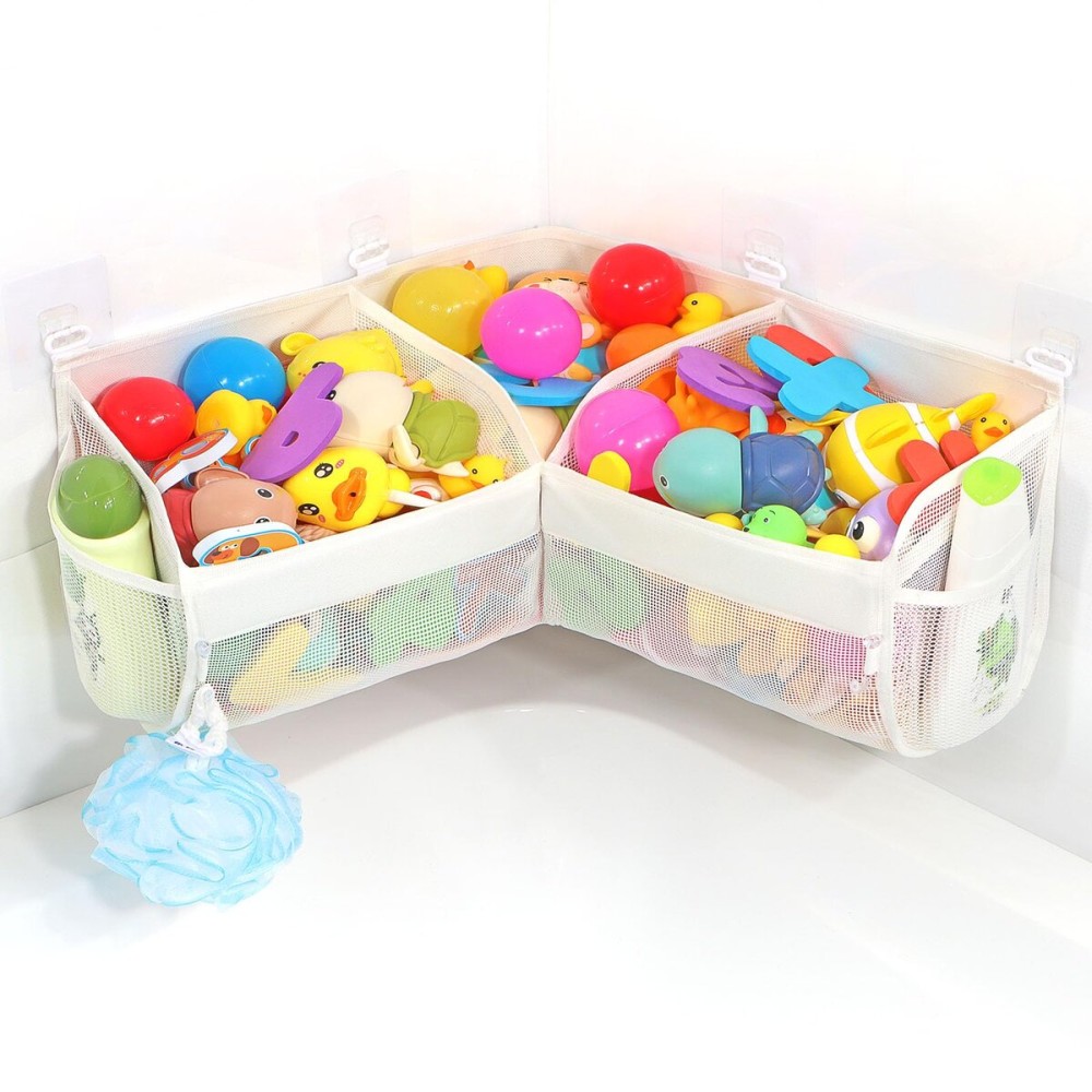 KPH bath toy storage Say goodbye to the chaos of bath toys -3 compartments for bath toy holders keep your bathtub tidy, and bath toy organizers keep children\'s bath toys organized!