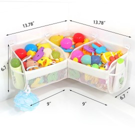 KPH bath toy storage Say goodbye to the chaos of bath toys -3 compartments for bath toy holders keep your bathtub tidy, and bath toy organizers keep children\'s bath toys organized!