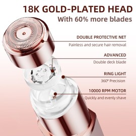 Facial Hair Removal for Women, Portable Lady Shaver, Rechargeable Painless Hair Remover for Face, Upper Lips, Chin, Peach Fuzz