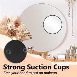 Magnifying Mirror, 10X & 20X & 30X Set, Magnified Mirrors 3.5 with Two Suction Cups, Travel Magnifying Mirror Set Comes with Portable Storage Bag, Compact Small Magnified Mirrors for Travel(Black)