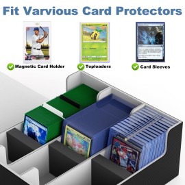 Mlikero Card Deck Case for Trading Cards 1800+, Trading Card Storage Box for Magnetic Card Holder and Hard Plastic Card Protectors, Leather Magnetic Closure Deck Box Fit for MTG, TCG
