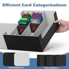 Mlikero Card Deck Case for Trading Cards 1800+, Trading Card Storage Box for Magnetic Card Holder and Hard Plastic Card Protectors, Leather Magnetic Closure Deck Box Fit for MTG, TCG