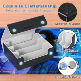 Mlikero Card Deck Case for Trading Cards 1800+, Trading Card Storage Box for Magnetic Card Holder and Hard Plastic Card Protectors, Leather Magnetic Closure Deck Box Fit for MTG, TCG