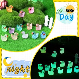Rachan130 Pcs Luminous Mini Resin Ducks Glow in The Dark Tiny Duck Figurines for Miniature Landscape Garden Aquarium Potted Home Prank Game Dollhouse Decor Office Decompression