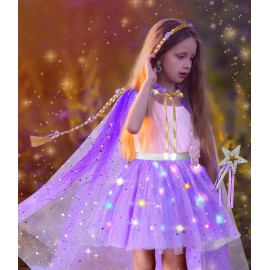 DOLNOW Light up Princess Dress up Clothes for Little Girl, Unicorn Princess Cape Princess Dresses Crown Toy for 3 4 5 6 Girls