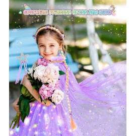 DOLNOW Light up Princess Dress up Clothes for Little Girl, Unicorn Princess Cape Princess Dresses Crown Toy for 3 4 5 6 Girls