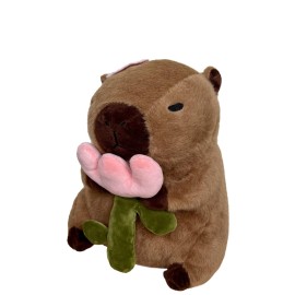 Arkdorz Cute Capybara Plush with Rose,12inch Kawaii Capybara Stuffed Animal Soft Stuffed Capybara Toy Birthday for Kids (Rose Capybara)