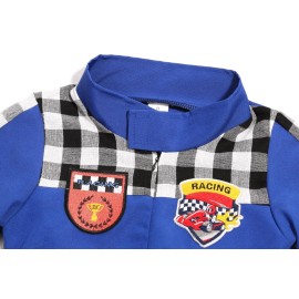 SIZGAROOT Kids Race Car Driver Costume Toddler Boys Race Car Driver Halloween Costume (Blue, 7-8 Years)