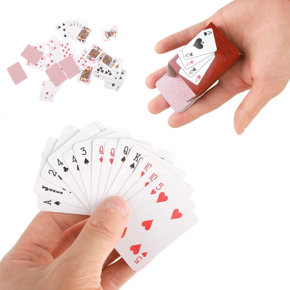 AHQiZFX 3 Decks Mini Playing Cards, Small Playing Cards Tiny Cards Deck Miniature Traveling Poker Deck Cards Great Novelty Gift for Party Game Supply 2 x 1.5 Inch(Red)