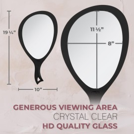 Zadro Salon Professional Extra Large Hand Mirror with Handle, 10 W x 19 L, Multi-Purpose Oval Handheld Mirror with New Distortion-Free Reflection (1, White, Large (Pack of 1))