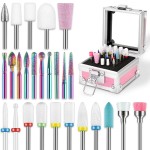 26PCS Nail Drill Bits Set with Holder Case, 3/32 inch Ceramic Safety Bits for Nail Drill, Diamond Cuticle Efile Nail Drill Bits, Remover Bits for Acrylic Gel Nail Tech Manicure Pedicure, Home Salon