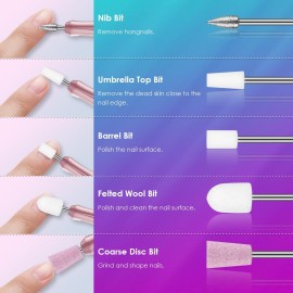 26PCS Nail Drill Bits Set with Holder Case, 3/32 inch Ceramic Safety Bits for Nail Drill, Diamond Cuticle Efile Nail Drill Bits, Remover Bits for Acrylic Gel Nail Tech Manicure Pedicure, Home Salon