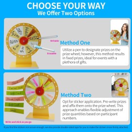 Tsnwinme 12-Inch Yellow Prize Wheel with 10 Colorful Slots for Engaging Carnival Games & Trade Shows - Dry Erase Marker & Eraser, Stickers, Double-Sided Tape Included - Easy Assembly