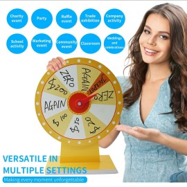 Tsnwinme 12-Inch Yellow Prize Wheel with 10 Colorful Slots for Engaging Carnival Games & Trade Shows - Dry Erase Marker & Eraser, Stickers, Double-Sided Tape Included - Easy Assembly