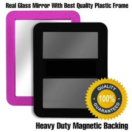 PTY Magnetic Real Glass Mirror for School or Gym Locker, 5 x 7 - Locker Accessory - Small Makeup Mirror for Fridge, Toolbox, Office Cabinet, Workshop (Cotton Candy)