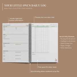 Bubbarino: Baby Daily Log Book, Track and Monitor Newborn Nursing, Sleep, Diaper and Milestones. Gift for new Parents, Grandparents, Babyshower, Nanny or Daycare - Hardcover leather A5 (Beige/Gold)
