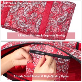 GUSTARIA American Mahjong Game Set, 166 White Tiles, 4 All-in-One Color Rack/Pushers, Complete Mahjong Tile Set Red Printed Carrying Bag GUSTARIA American Mahjong Game Set, 166 White Tiles, 4 All-in-One Color Rack/Pushers, Complete Mahjong Tile Set Red Printed Carrying Bag