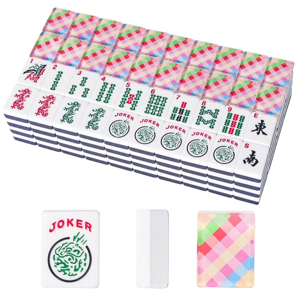 GUSTARIA Set of American Mahjong Tiles, 166 Premium Acrylic Tiles with Colorful Prints(1.2,Tiles Only Set)