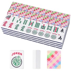GUSTARIA Set of American Mahjong Tiles, 166 Premium Acrylic Tiles with Colorful Prints(1.2,Tiles Only Set)