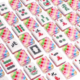 GUSTARIA Set of American Mahjong Tiles, 166 Premium Acrylic Tiles with Colorful Prints(1.2,Tiles Only Set)
