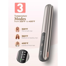 2-in-1 Cordless Hair Straightener and Curler, Portable Mini Flat Iron with Rechargeable, Wireless Curling Iron for Travel