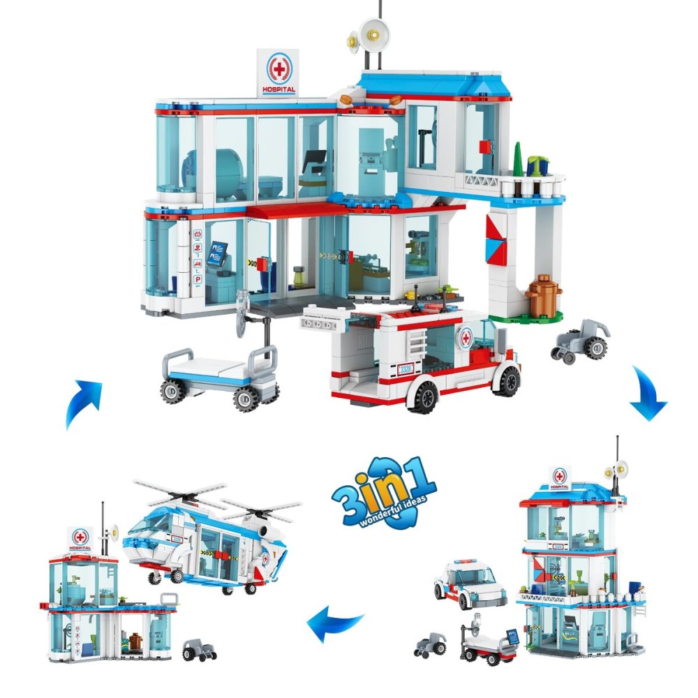 NEWABWN City Hospital STEM 3 in1 Building Sets
