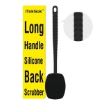 iTokGoK All New Premium Silicone Back Scrubber with Tire Anti-Slip Long Handle for Shower, Gentle Exfoliating and Massage Brush Scrubber for Sensitive Skin for Men and Women (Black)