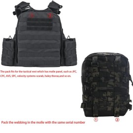 Tactical Mini Molle Hydration Pack,tactifans Outdoor Molle Hydration Carrier with IFAK Pouch&US Flag&Med Patch,Hydropack for 2L Water Bladder Molle Vest Backpack Accessory (BCP)