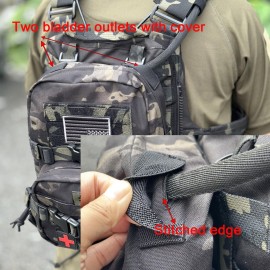Tactical Mini Molle Hydration Pack,tactifans Outdoor Molle Hydration Carrier with IFAK Pouch&US Flag&Med Patch,Hydropack for 2L Water Bladder Molle Vest Backpack Accessory (BCP)