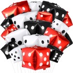 MiniInflat 18 Pcs Jumbo Dice Balloon Casino Theme Party Decor 4d Square Inflatable Dice Foil Casino Balloon for Game Night Las Vegas Birthday Graduation Prom Party Supply(Multicolor)