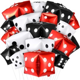 MiniInflat 18 Pcs Jumbo Dice Balloon Casino Theme Party Decor 4d Square Inflatable Dice Foil Casino Balloon for Game Night Las Vegas Birthday Graduation Prom Party Supply(Multicolor)