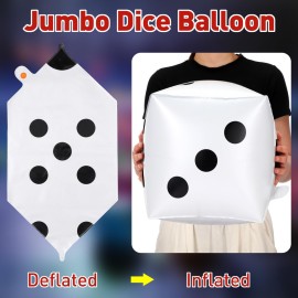 MiniInflat 18 Pcs Jumbo Dice Balloon Casino Theme Party Decor 4d Square Inflatable Dice Foil Casino Balloon for Game Night Las Vegas Birthday Graduation Prom Party Supply(Multicolor)