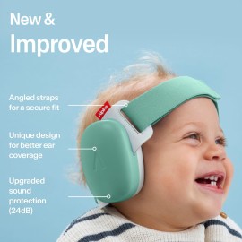 Alpine Muffy Baby Comfort - Protects Hearing for Babies and Toddlers - CE & ANSI Certified - Unique Headband for Safe fit & Comfort - Multi-adjustable for Ages 3-48 Months, 24dB Sound Reduction, Green