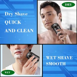 Electric Mini Razor Pockets Shaver for Men,Floating Big Shave Head Quick Shave, Waterproof IPX7 Mini Portable Shaver,USB C Charge LED Power Display Mini Trimmer, Great for Travel,Car,Home Use (Gray)