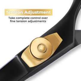 DEMAXA 5.5 Beard and Mustache Scissors Set with Beard Mustache Comb, Rust-Proof, Professionally Sharpened for Precision Trimming with Tweezers, Beard Scissors for Perfect Gift-Premium Black Scissors