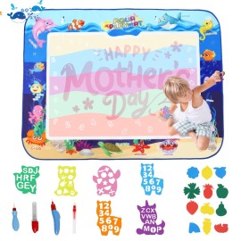 Aqua Doodle Pad NeonWater Doodle Mat with Bag, Water Drawing for Travel, Magic Coloring Painting Writing Mat for Toddlers & Kids 3 4 5 6 7