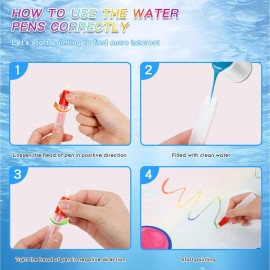 Aqua Doodle Pad NeonWater Doodle Mat with Bag, Water Drawing for Travel, Magic Coloring Painting Writing Mat for Toddlers & Kids 3 4 5 6 7