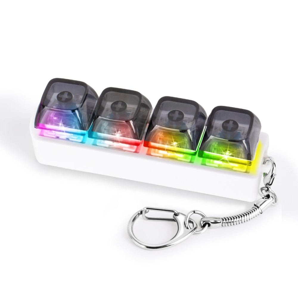 Keyboard Fidget Toy for Adults Keyboard Clicker with LED Light Keychain Fidget Stress Relief Sensory Toy