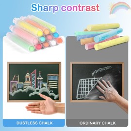 Heyoxista 72Pcs Colored Dustless Washable Chalk Set with 24 Holder - Non-Toxic Art & Drawing Supplies for Kids,Works on Glass/Paper/Wood/Tile (Avoid Rough Textures,Not For ROUGH Chalkboard Use)