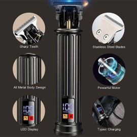 YHAYHO Hair Clippers for Men, Rechargeable T-Blade Hair Trimmer & Foil Shaver, Cordless Nose and Ear Hair Trimmer, Professional Hair Cutting Grooming Kit with LED Display (Black) YHAYHO Hair Clippers for Men, Rechargeable T-Blade Hair Trimmer & Foil Shaver, Cordless Nose and Ear Hair Trimmer, Professional Hair Cutting Grooming Kit with LED Display (Black)