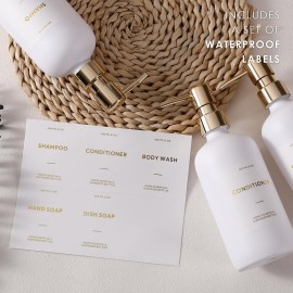 HOMCDALY Shampoo and Conditioner Dispenser, 21oz 3-Pack Refillable Pump Bottles, Shampoo Container, Empty Pump Bottle, Bathroom Shower Dispenser21oz-White&Gold